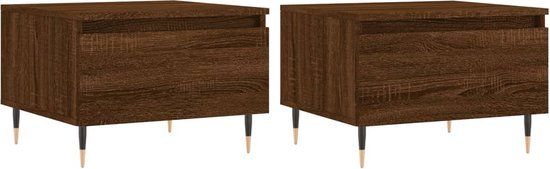vidaXL Salontafels 2 stuks 50x46x35 cm bewerkt hout bruin eikenkleur
