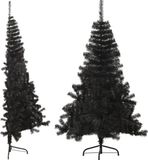 vidaXL Sapin de Noël artificiel avec support moitié 180 cm PVC Noir
