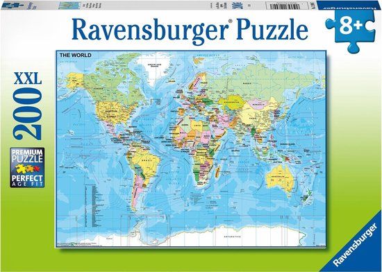 Ravensburger Wereldkaart Puzzel - 200 stukjes - Vanaf 8 jaar