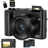 SZSMART DC218L 4K 64MP Caméra de vlog avec double objectif, mise au point automatique, 20 filtres, carte mémoire 128 Go et 2 batteries