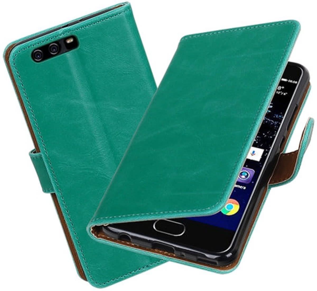 Best Cases .nl Groen Pull-Up PU booktype hoesje Huawei P10 Plus
