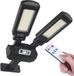 Maclean MCE447 Lampadaire solaire avec détecteur de mouvement et de crépuscule IP54 5W 2x 450 Lumen 6500K Deux sources lumineuses Télécommande Lampe solaire Applique murale extérieure