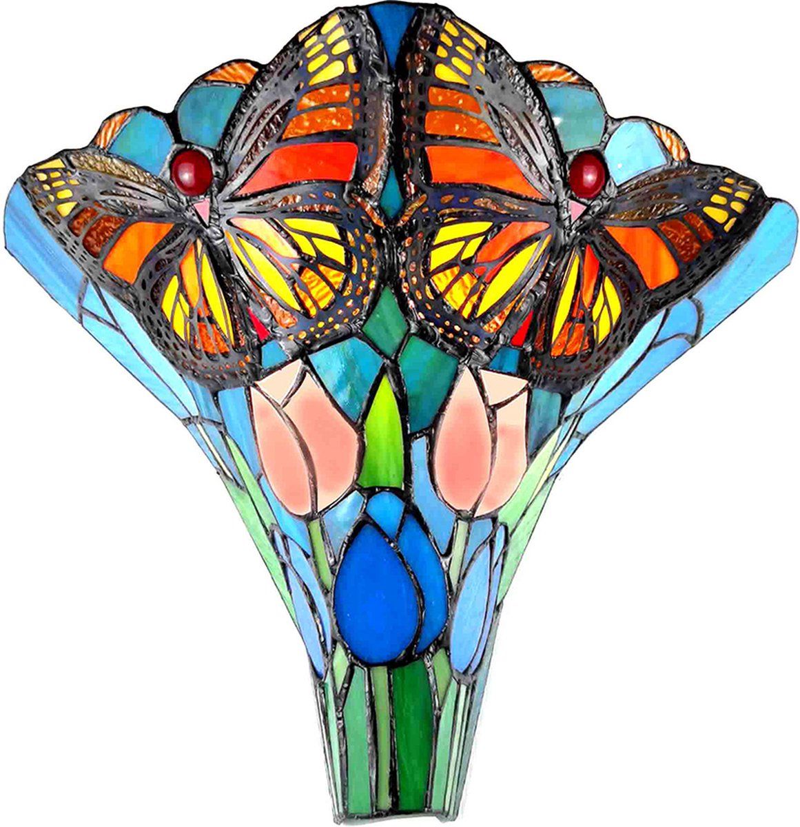 Lumilamp Wandlamp Tiffany Groen, Blauw 37x18x35 cm - Glas