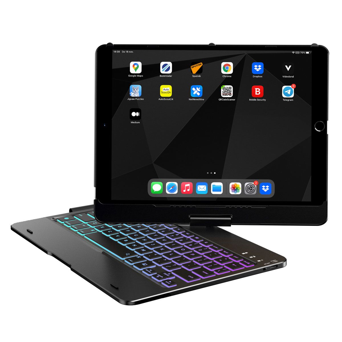 Accezz 360 Slim Keyboard Bookcase for iPad 10.2" (2019/2020/2021), Air (2022/2020), Pro 10.5 - Black
