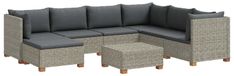 vidaXL Ensemble de salon de jardin en rotin, 8 pièces, avec coussins, modèle GENDT, rotin naturel, couleur gris