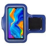 Phonillico® Blauwe sportarmband compatibel Huawei P50/P40/P30/P SMART/Y8P/Y5P/NOVA/MATE 20 - Verstelbare bescherming Hardlopen SportGym