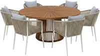 AXI Hani/Faye 150 cm Dining Tuinset 7-delig Teak/Beige