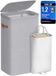 Songmics Wasmand, 100 L, met deksel en handgrepen, verwijderbare voering, 42 x 32 x 75 cm, duifgrijs