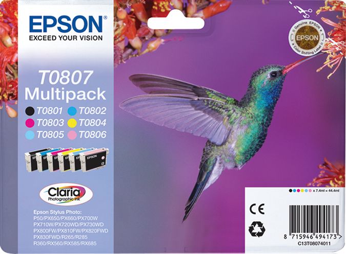 Epson T0807 - Ink Cartridge Multipack - Original - Black, Cyan, Light Cyan, Light Magenta, Magenta, Yellow