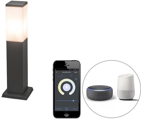 QAZQA Malios - LED Smart Staande Buitenlamp - H 45 cm - Donkergrijs