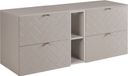 Kasjmier Armoire de salle de bain avec poignées dorées et plateau, 140 cm de large