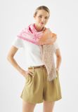 Codello Jacquard sjaal katoen-linnenmix oranje gebloemd omslagdoek dames