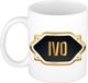 Bellatio Decorations Nom cadeau tasse - homme - Ivo - emblème doré - 300 ml - maître - remerciement - départ