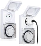 Merkloos / Sans marque Programmeerbare Tijdklok - 2x - 24-uurs - IP44 - tijdschakelaar stekkerdoos - voor binnen/buiten