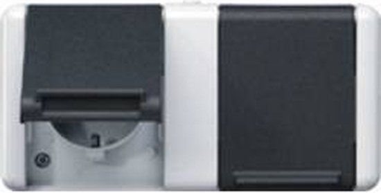 Jung WG800 Wandcontactdoos - Grijs - 2-weg - Opbouw - Met schakelaar