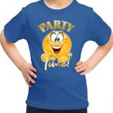 Bellatio Decorations Verkleed shirt meisjes - Party Time - blauw - carnaval - voor kinderen 134/140
