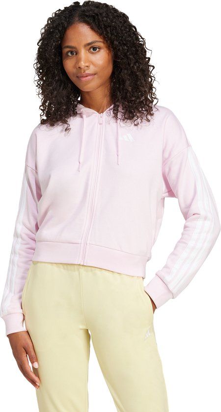 adidas Sportswear Essentials 3-Stripes French Terry Ritshoodie - Women - Pink - M