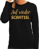 Bellatio Decorations Apres ski sweater dames - Auf wieder Schnitzel - zwart - glitter goud - wintersport M