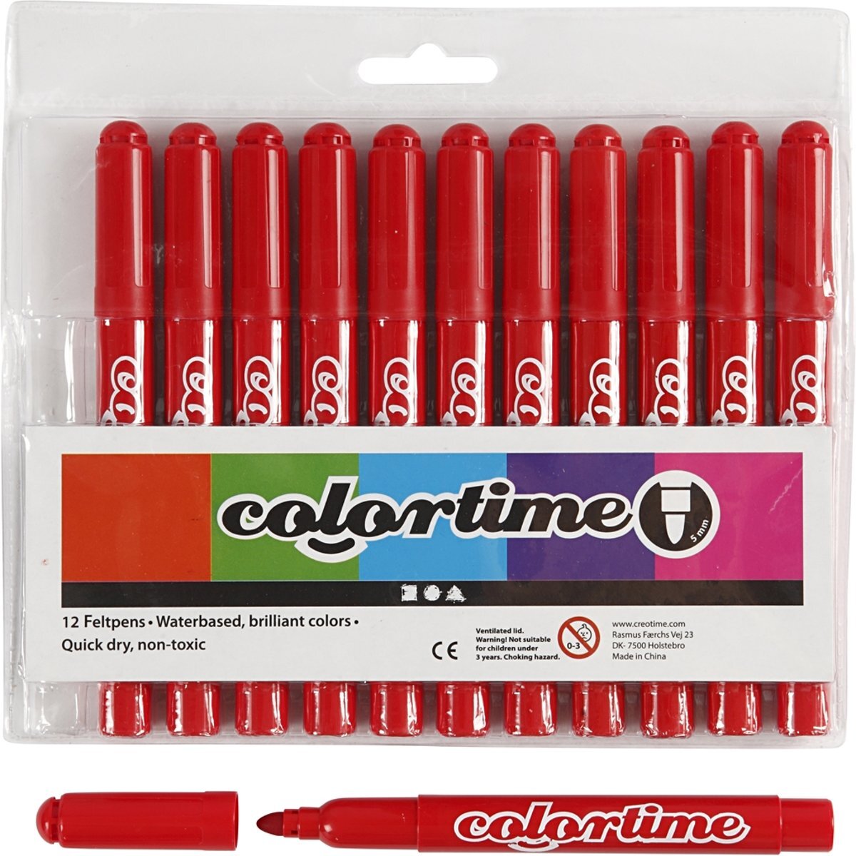 Colortime stift 5 mm lijn rood 12 stuks