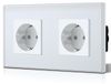 Prise Schuko double - 2 prises - 16 A 250 V - Verre cristal - Blanc