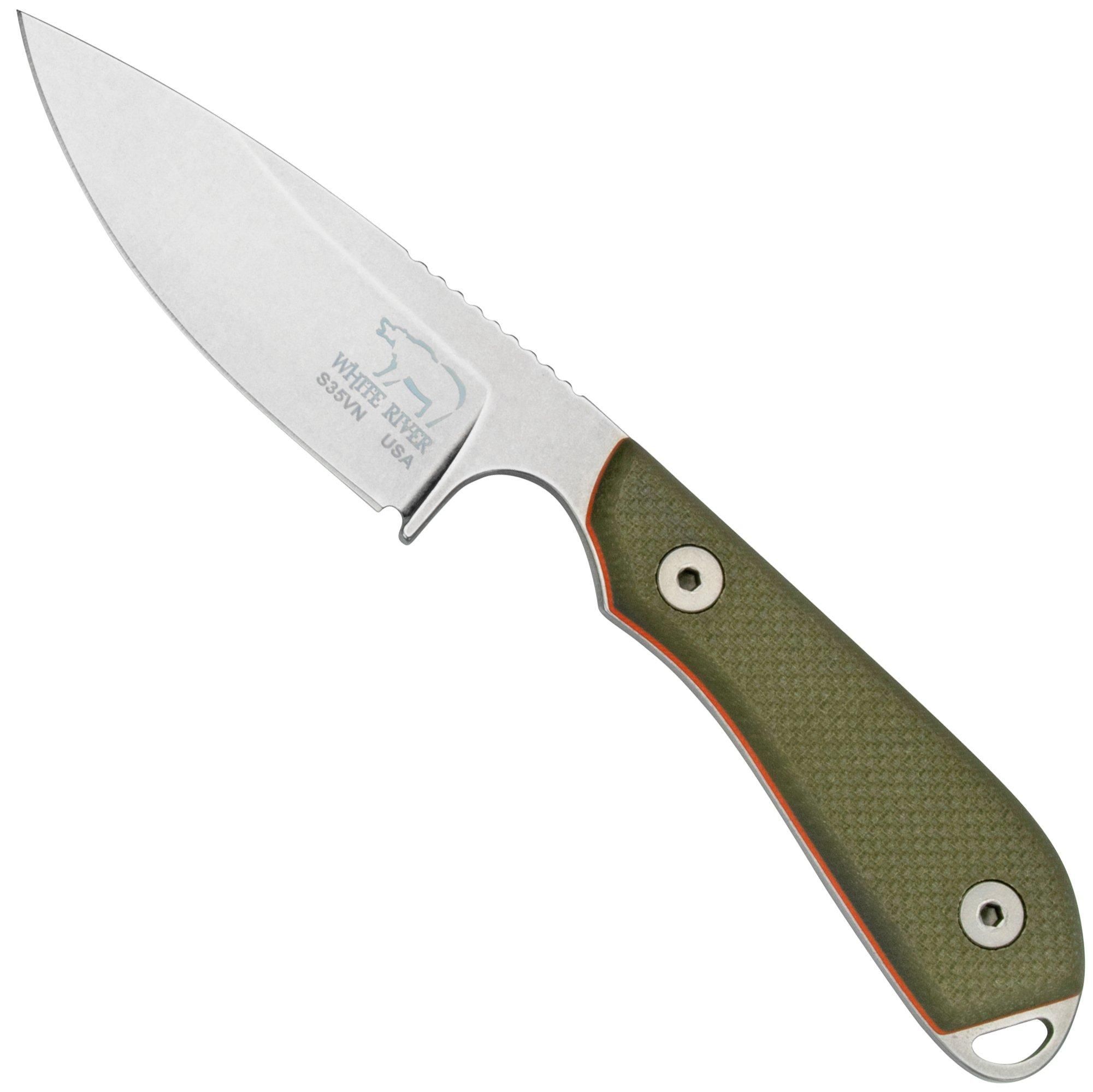 White River Knives White River M1 Backpacker Pro - Green/Orange G10 - Neck Knife