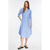 Comma gestreepte blousejurk met krijtstreep blauw
