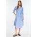 Comma gestreepte blousejurk met krijtstreep blauw
