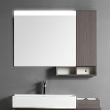 Hudson Reed Liana Miroir de salle de bain et armoire latérale 100cm x 68cm avec éclairage LED - Marron (Dark Walnut)