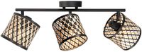 Mexlite Wand-/plafondlamp Sumba 4489ZW - trendy bamboe en metaal, 3 lichtpunten, zwart