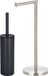 Spirella Badkamer accessoires set - WC-borstel/toiletrollen houder - metaal - zwart/zilver