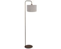 Mexlite Forma Vloerlamp bronskleurig met grof grijs linnen kap, 30 cm diameter en 18 cm hoogte