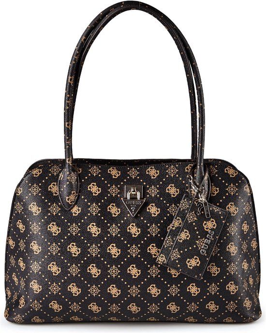 GUESS Patsie Tote Espresso Logo schoudertas donkerbruin