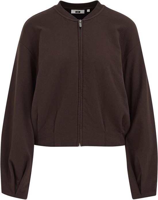 WE Fashion Dames jersey bombervest met structuur en plooidetails