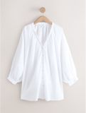 Next - Dames - Ruimvallend strandshirt - Tall - Wit