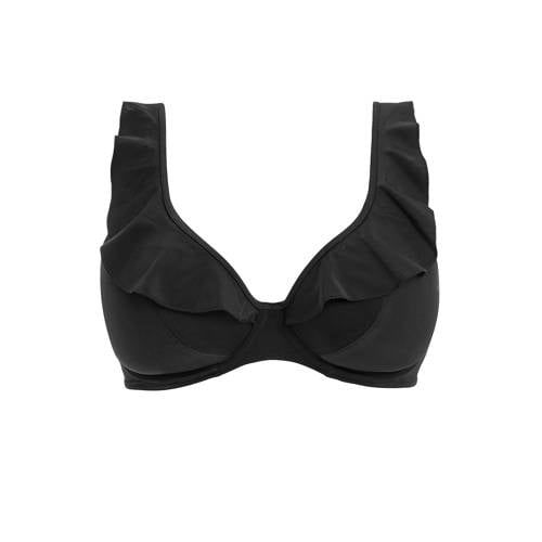 Freya Jewel Cove niet-voorgevormde beugel bikinitop met ruches zwart