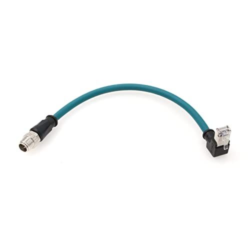 ZBLZGP M12 8 Positie X-Code Mannelijk naar Rechte hoek RJ45 Cat6a Ethernet Afgeschermde Kabel voor Cognex Industriële Camera (30cm) 4529384723979