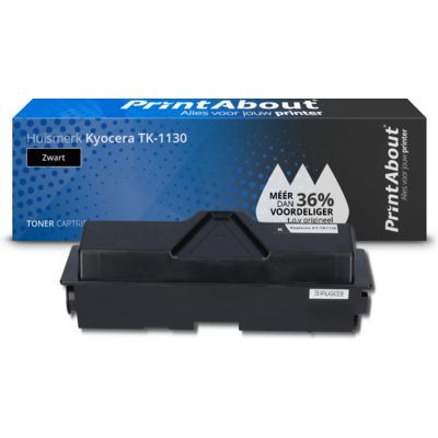 PrintAbout Huismerk Kyocera TK-1130 Toner Zwart - Compatibel - Zwart - 3300 pagina's