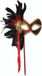 Bristol Novelty Womens/Ladies Stick Mask And Feathers (Red/Gold/Black)