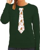 Bellatio Decorations Kersttrui/kerst sweater gingerbread zuurstok - groen - dames M