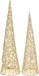 Countryfield Verlichte LED kegels/kerstboom - 2x st - goud - H60 en H80 cm