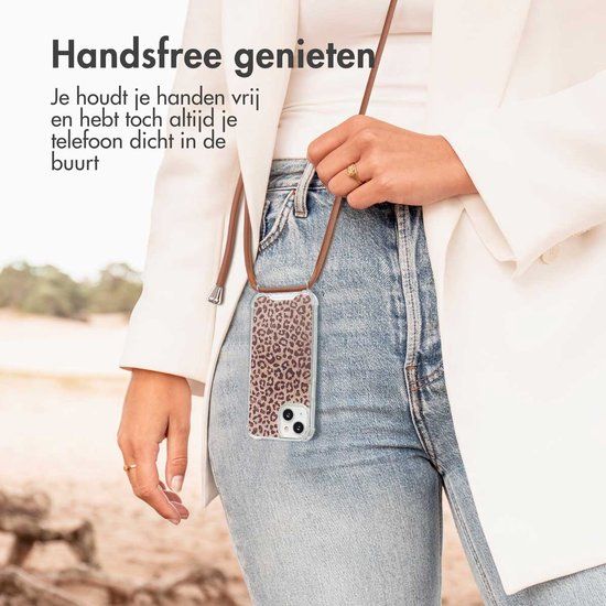 imoshion Hoesje - Geschikt voor Apple iPhone 15 - Design Hoesje met Koord - Leopard Mood