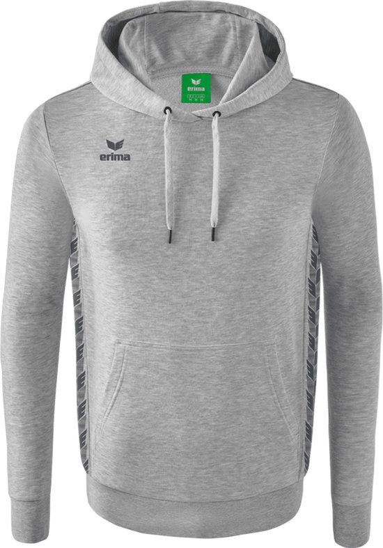 Erima Essential Team Sweatshirt Met Capuchon Kinderen - Licht Grey Melange / Slate Grey | Maat: 140