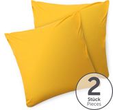 Blumtal - Set Van 2 Kussenslopen - Superzachte Premium Jersey Kussenhoes - 100% Katoen - 60 x 60 cm - Geel