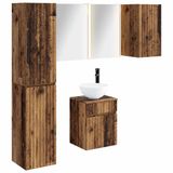 vidaXL Badkamerkast - set - 5 - st - Oud - hout - Bewerkt - hout