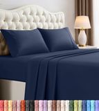 Utopia Bedding 4-delige microvezel lakenset (marineblauw, queen)