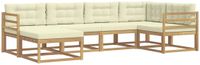 vidaXL - Hoek loungeset - 6 zitplekken - Wit en crèmekleurig - Polyester