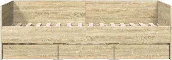 vidaXL Slaapbank met lades zonder matras 90x200 cm Sonoma eikenkleurig