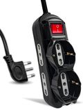 V-TAC Stekkerdoos zwart 6 stopcontacten met schakelaar en kabel 1,5 m