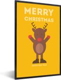 PosterMonkey Fotolijst incl. Poster Kerst - Merry Christmas - Geel - 60x90 cm