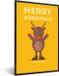 PosterMonkey Fotolijst incl. Poster Kerst - Merry Christmas - Geel - 60x90 cm